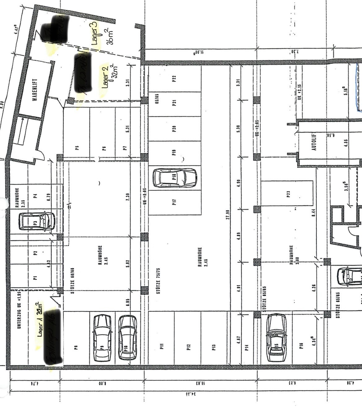 Posto auto sotterraneo di 13m²