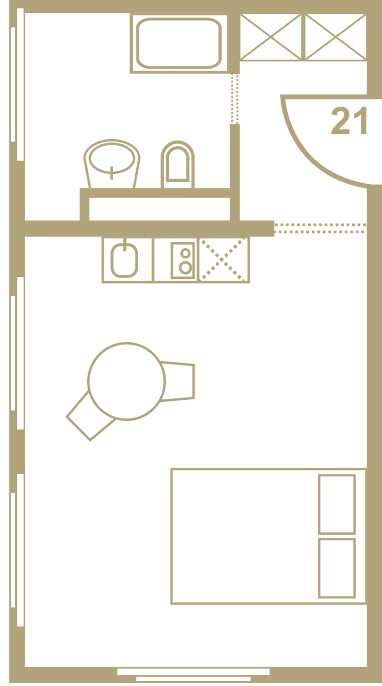 1 room furnished flat, foto 5 di 6
