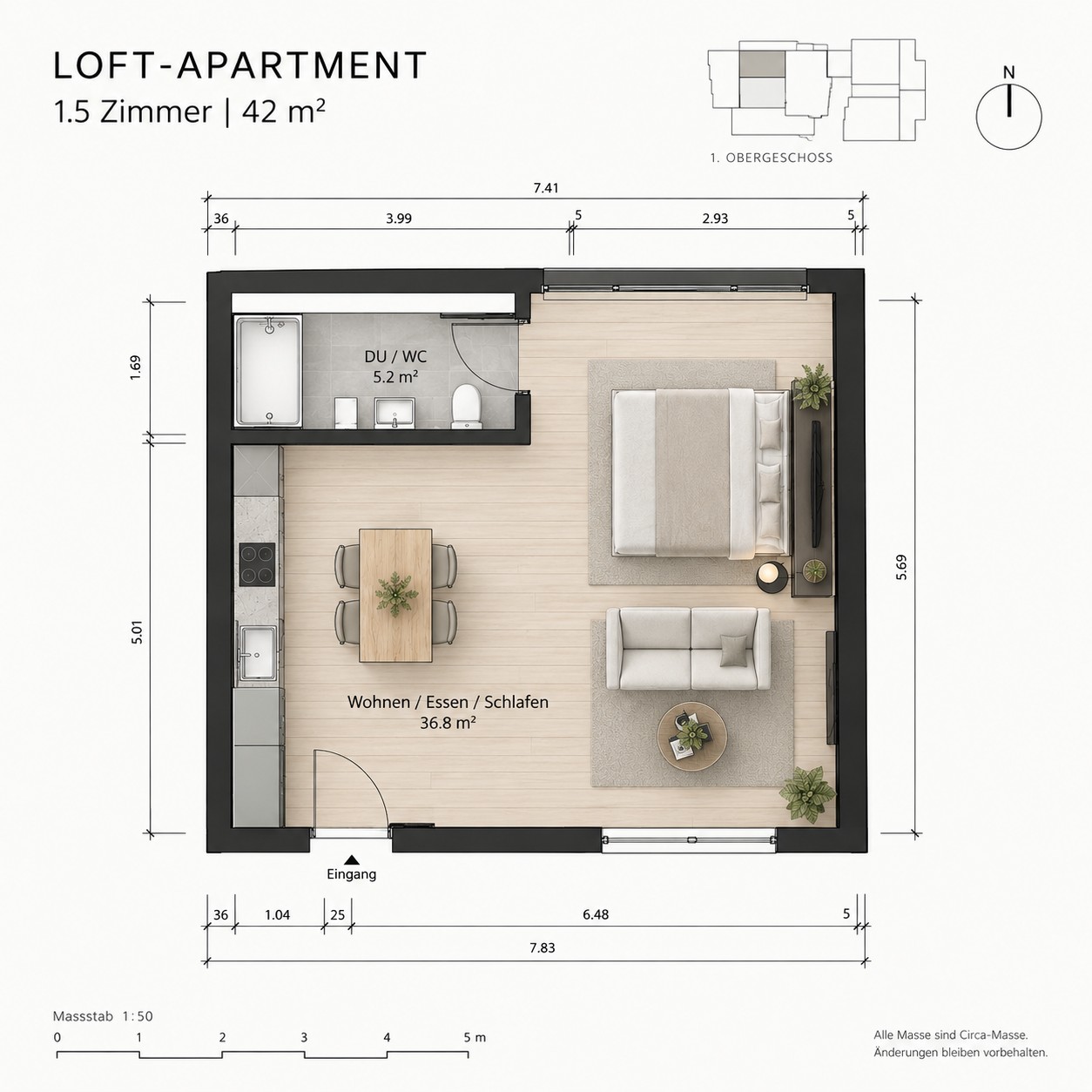 1 ½ rooms apartment