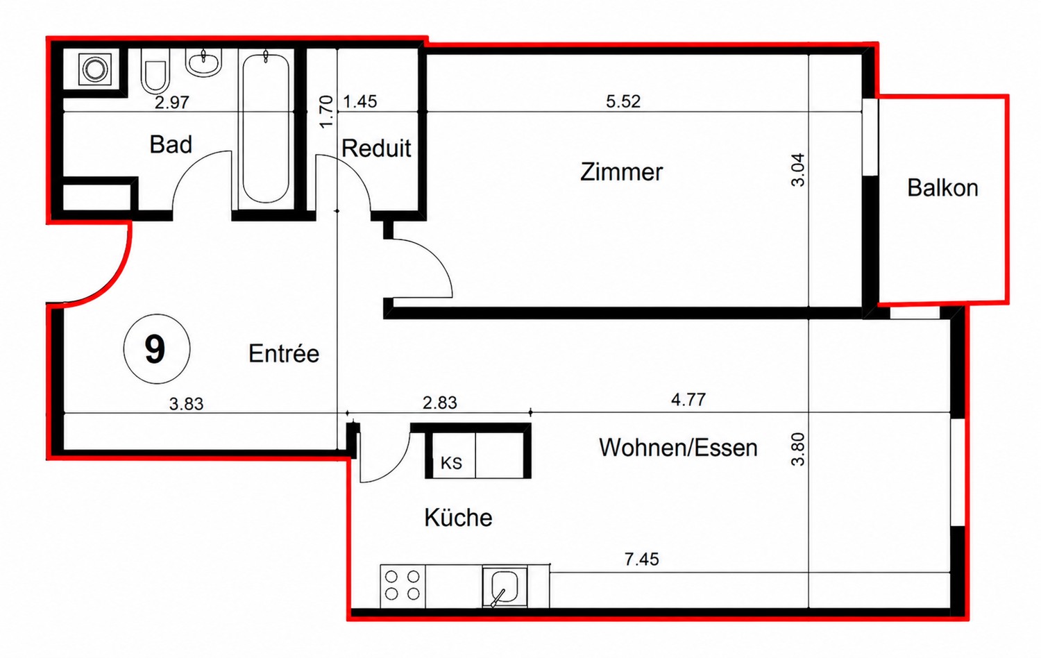 Appartement de 2 pièces