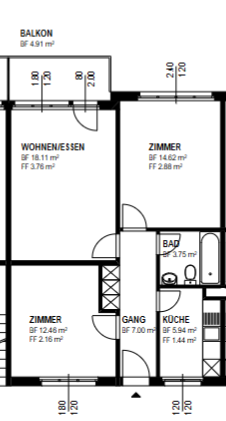 Appartement de 3 pièces