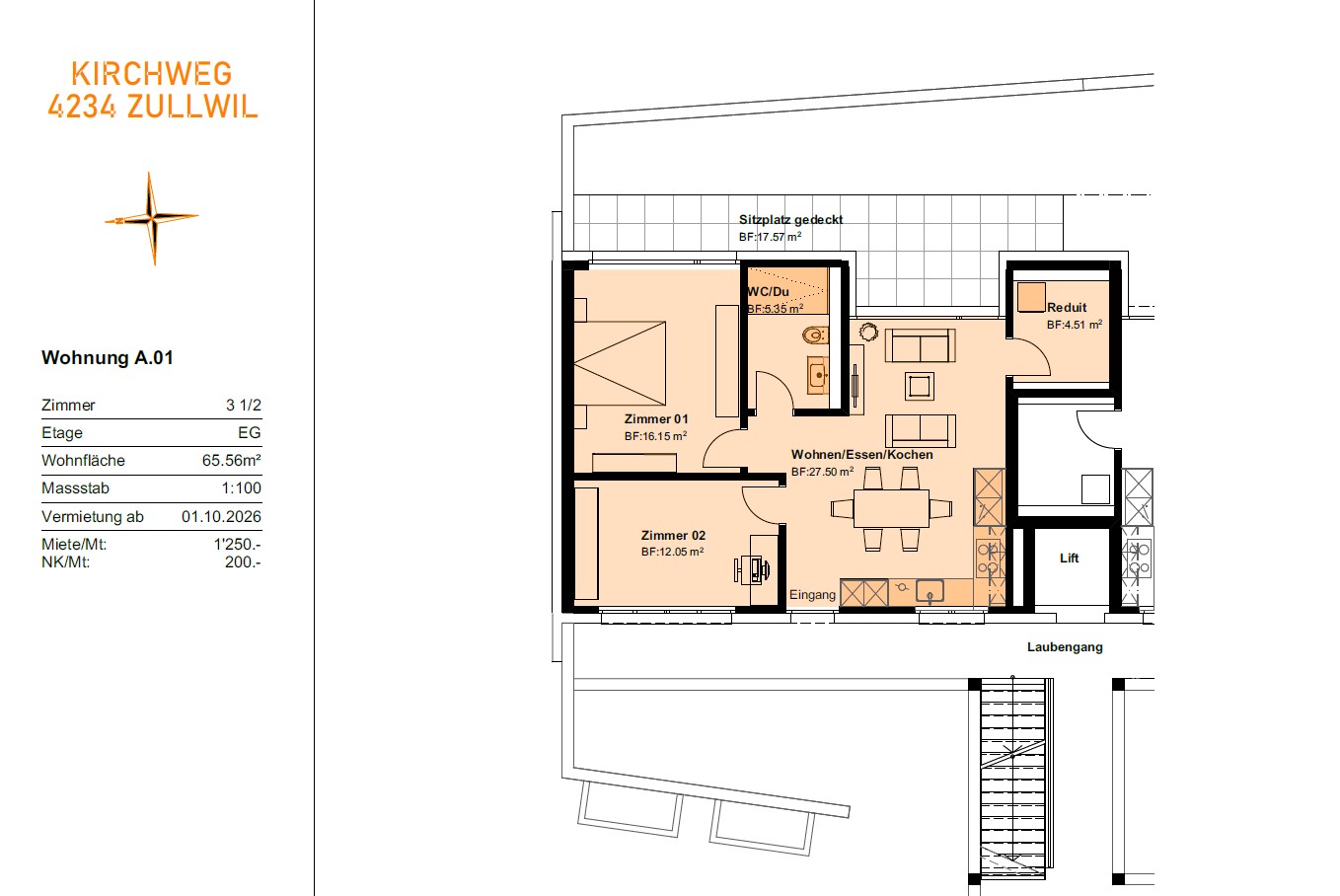 Appartamento di 3 ½ locali