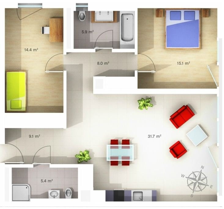3 ½ rooms apartment