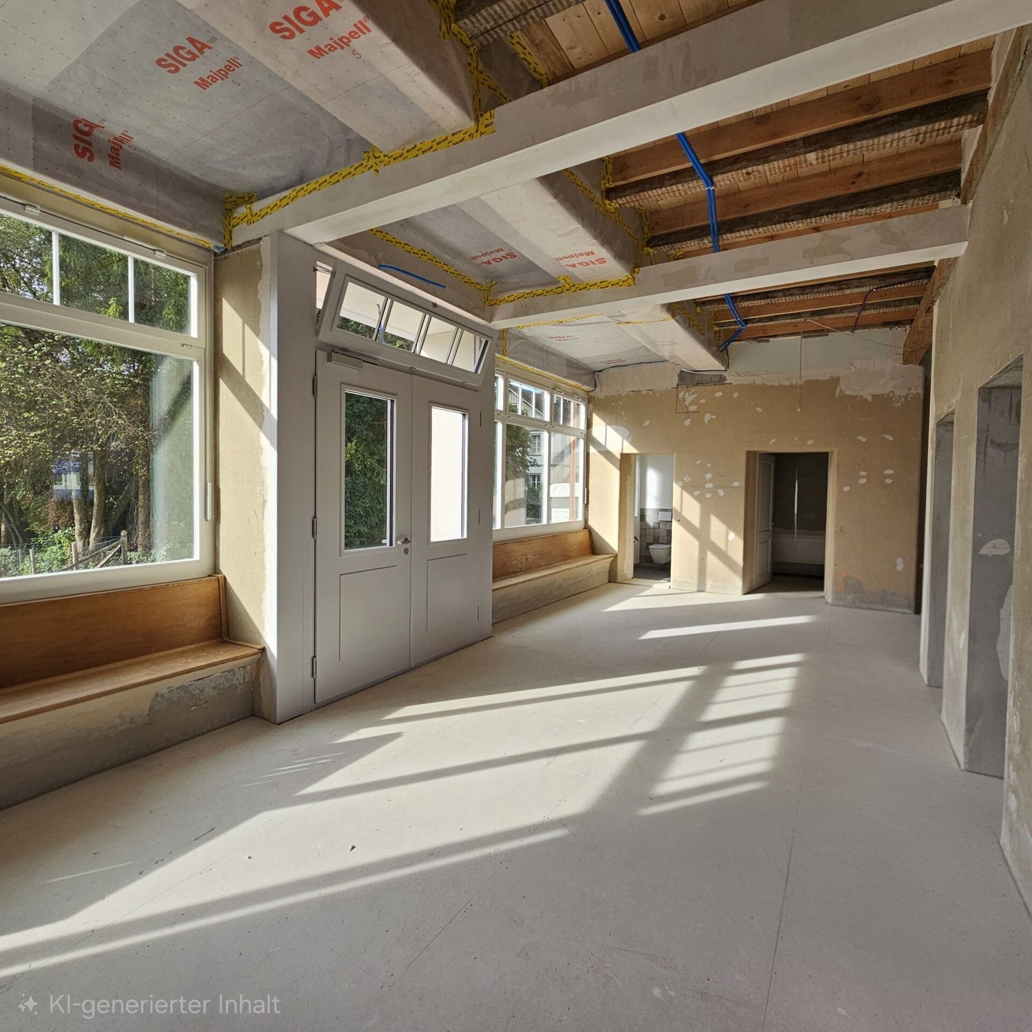 Bureaux de 176m²

Surface polyvalente avec marge de manœuvre pour votre concept d'utilisation

À la gare d'Etzwilen, une surface généreuse d'environ 175,7 m², incluant une surface de stockage, est à louer.

La surface est livrée en état brut et offre ainsi une grande marge de manœuvre pour la mise e