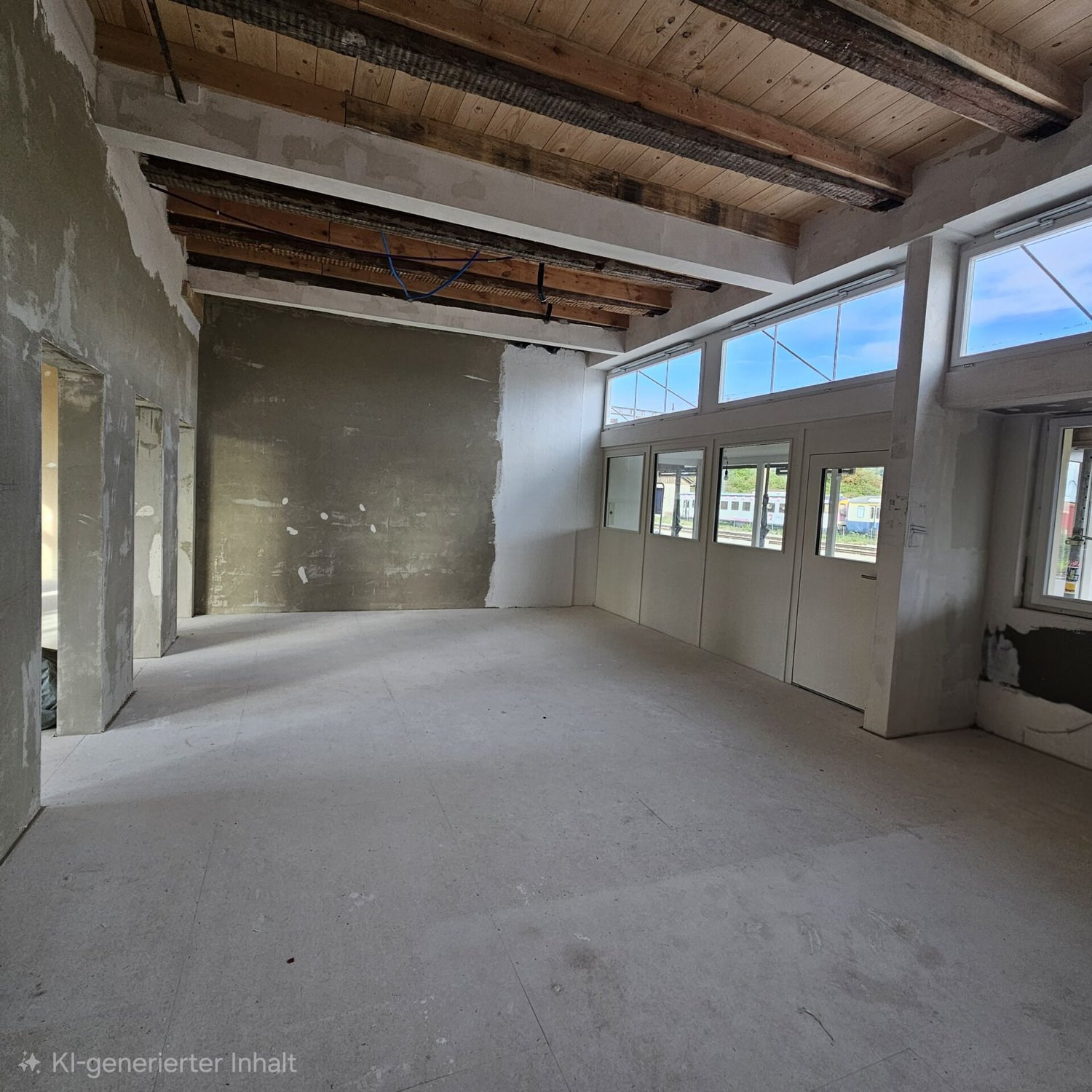 Bureaux de 176m²

Surface polyvalente avec marge de manœuvre pour votre concept d'utilisation

À la gare d'Etzwilen, une surface généreuse d'environ 175,7 m², incluant une surface de stockage, est à louer.

La surface est livrée en état brut et offre ainsi une grande marge de manœuvre pour la mise e