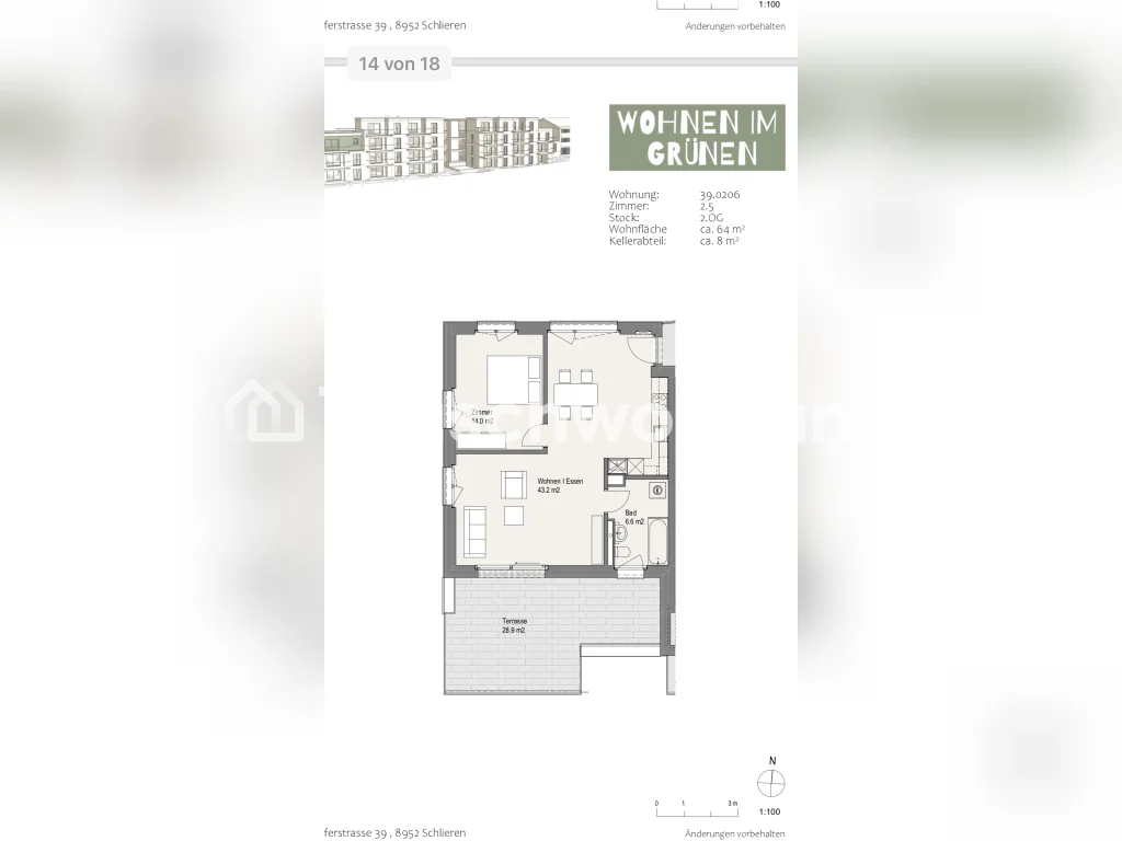 Appartamento di 2 ½ locali, foto 3 di 4