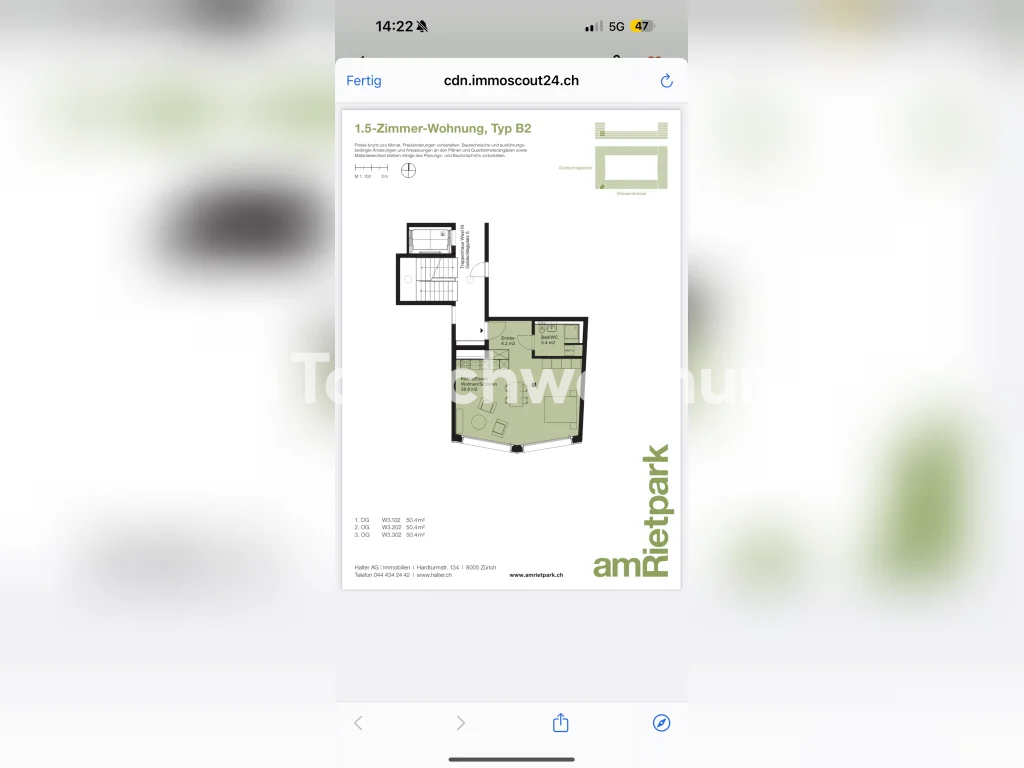 1 ½ rooms apartment