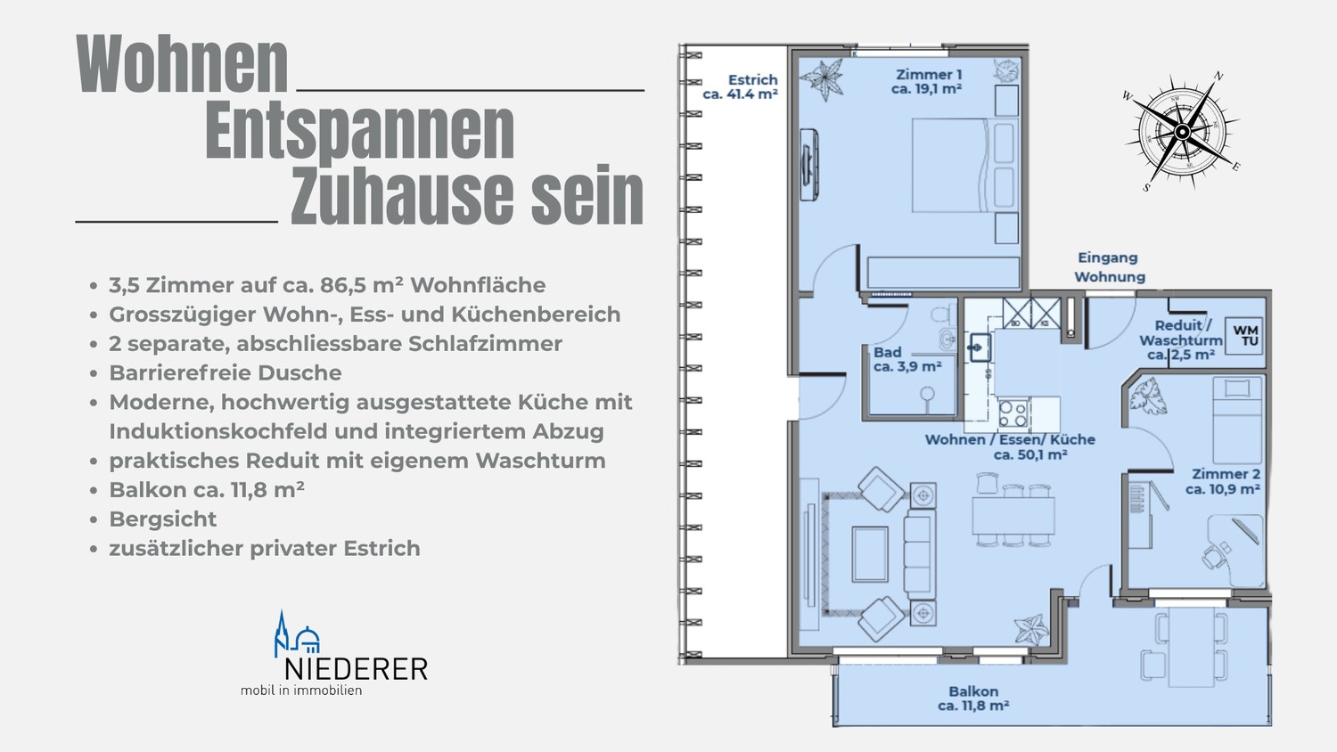 3 ½ rooms roof flat