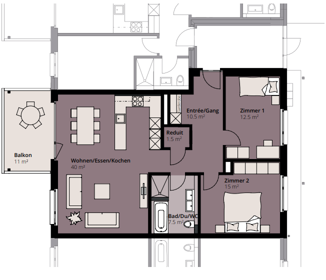 Appartement de 3 ½ pièces