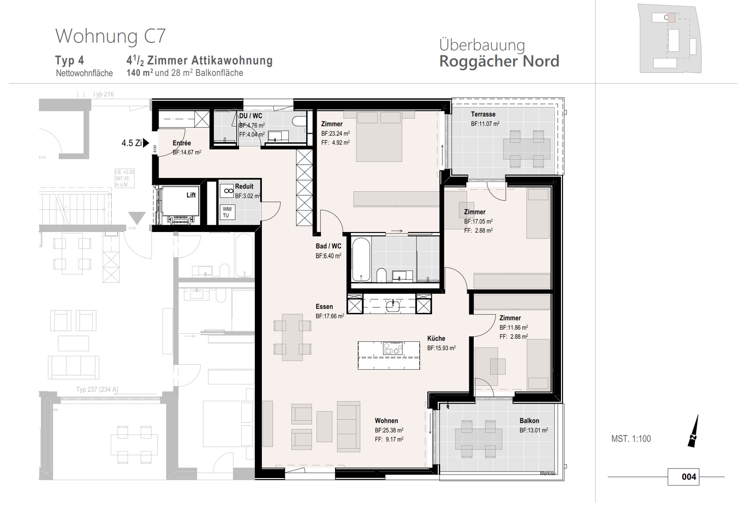 4 ½ rooms attic flat