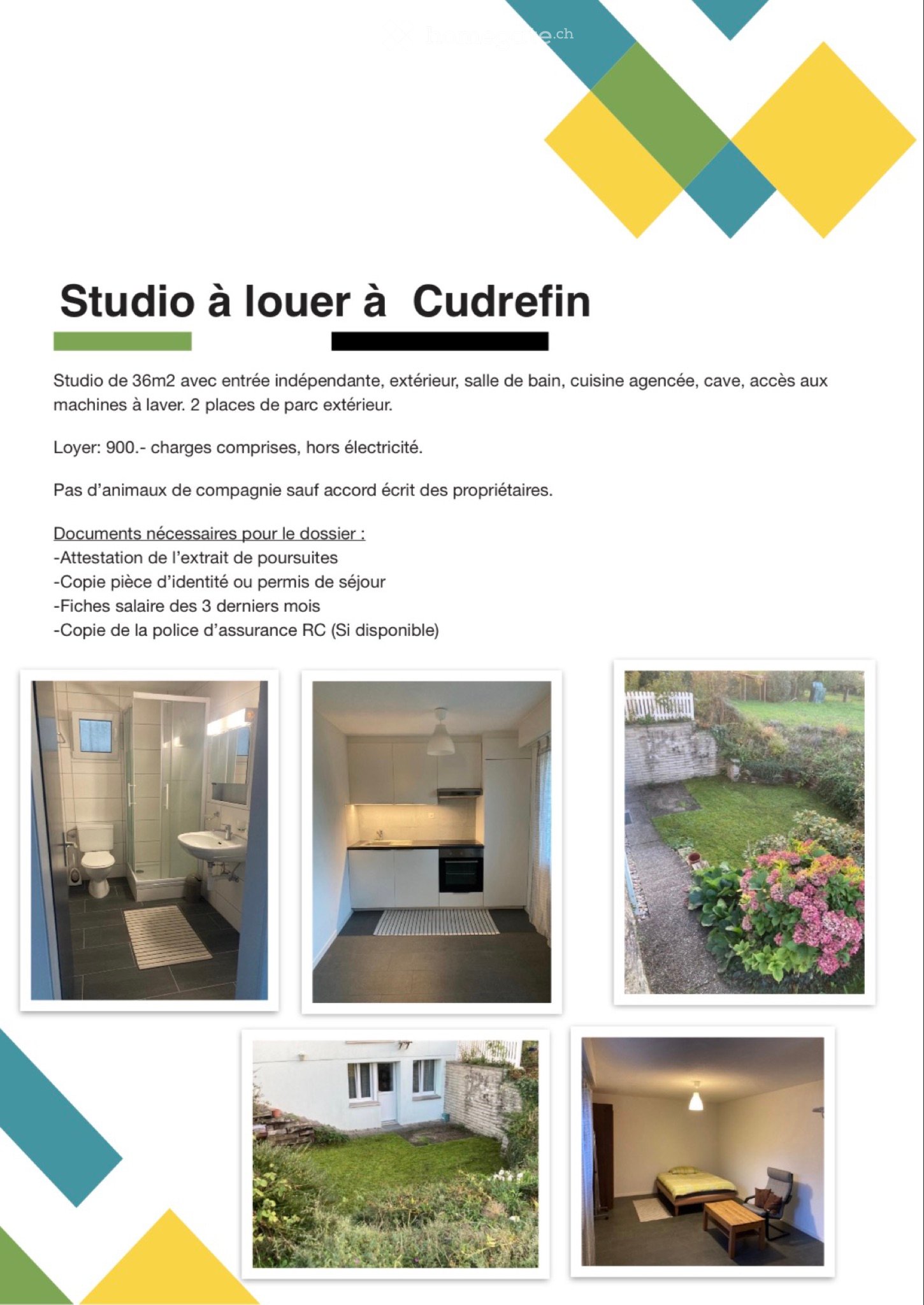 Appartamento di 1 locale

Quartier calme, proches des transports publics. Libre à partir du 01.11.2026.
