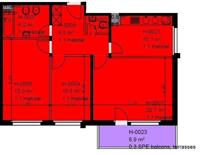 3 rooms apartment