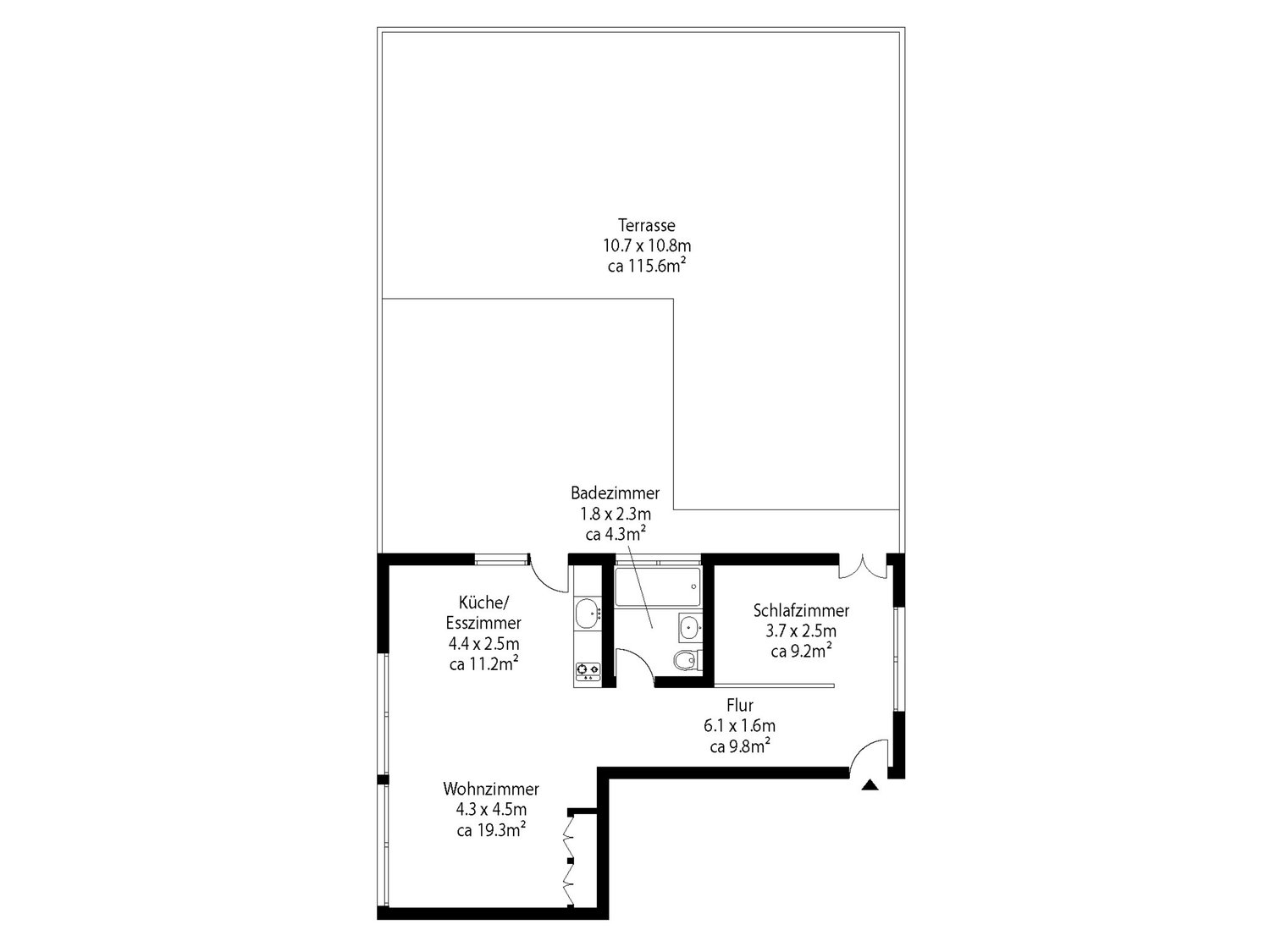 2 rooms roof flat