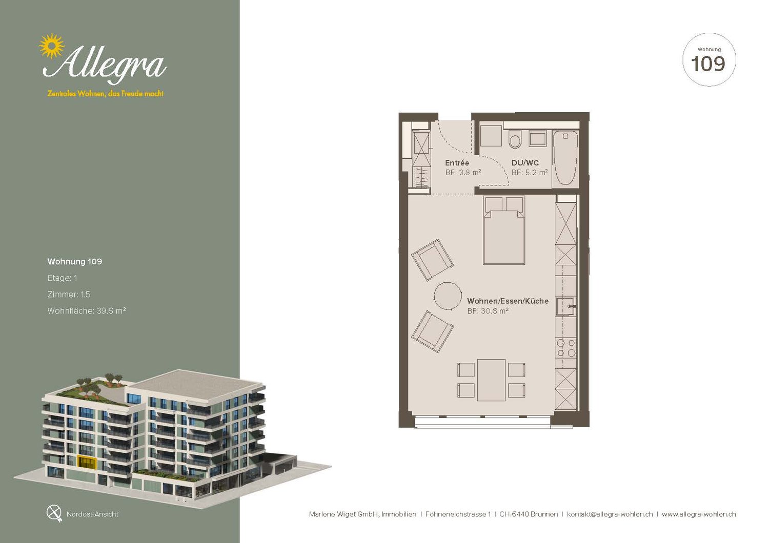 1 ½ rooms apartment