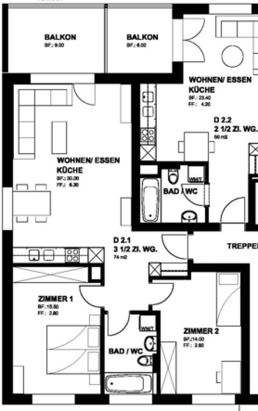 3 ½ rooms apartment