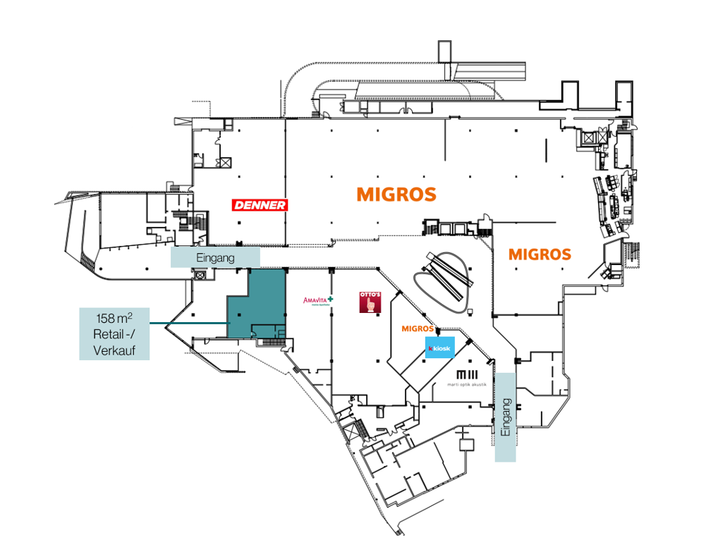 negozio di 158m²