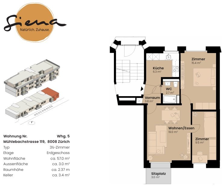 Appartamento di 3 ½ locali