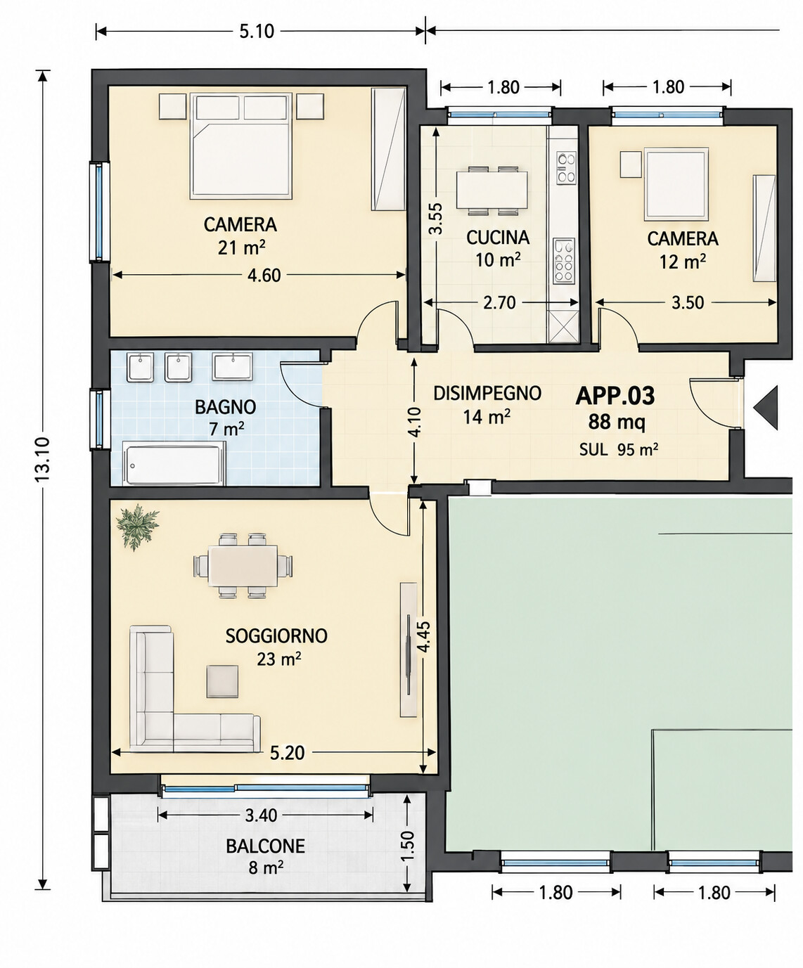 2 ½ rooms apartment, foto 10 di 10