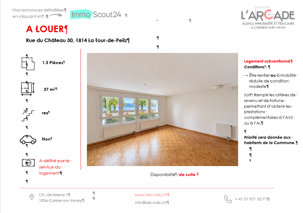 Appartamento di 1 ½ locali