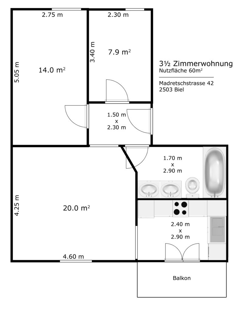 3 rooms apartment, foto 6 di 6