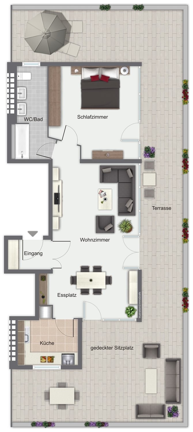 2 rooms attic flat