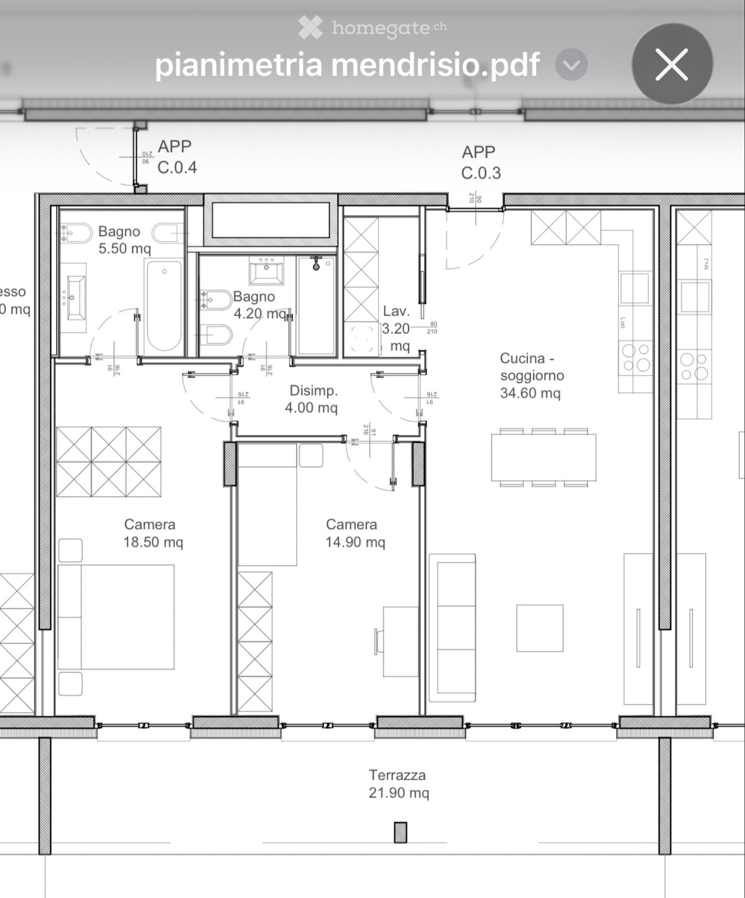 Appartement de 3 pièces